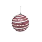 Jogo 3 Bolas De Natal Rosa Brilho Perolas Branca 10cm Jogo 3 Bolas De Natal Rosa Brilho Perolas Branca 10cm