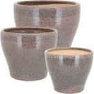 Jogo 3 cachepô cerâmica bege vaso decorativo enfeite planta