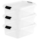 Jogo 3 Caixa Organizador Bpa Multiuso Transparente Trava 10l Tampa Alimento