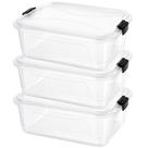 Jogo 3 Caixa Organizador Bpa Multiuso Transparente Trava 10l Tampa Alimento