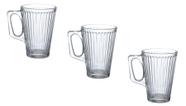 jogo 3 Canecas Lines de Vidro 230 ML Cha Cafe