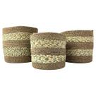 Jogo 3 Cestos Redondos Fibra Natural Cachepô Cesta Decoração
