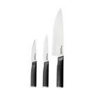 Jogo 3 Facas com Capa Protetora Aço Carbono Japonês Carne Cabo Ergonômico Kitchenaid Jogo 3 Facas com Capa Protetora Aço Carbono Japonês Carne Cabo Ergonômico Kitchenaid