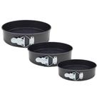 Jogo 3 forma bolo torta assadeira preta redonda fundo removivel antiaderente kit profissional