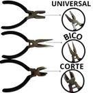 Jogo 3 Mini Alicates 4,5'' Bijuterias Artesanato Reparos Cortes Fios Cabos Arames Manutenção Informática Pesca - Preta