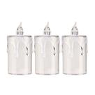 Jogo 3 Mini Velas Eletrônica Cristal LED Branco Quente 7,7cm - Art Christmas