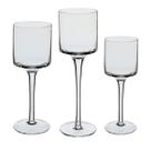 Jogo 3 peças castiçal decorativo porta vela home&co eco crystal transparente