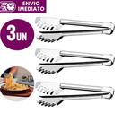 Jogo 3 Pegador de Salada Massa Macarrão Churrasco 20 cm em Aço Inox Premium para Cozinha Bar Lanchonete Restaurante