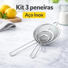 Jogo 3 Peneiras Aço Inox Luxo Pmg Utensílios De Cozinha Kit