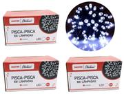 Jogo 3 Pisca Pisca 100 Lâmpadas LED Branco 8 Funções 127V Total 300 Lâmpadas - Master Christmas