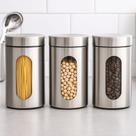 Jogo 3 Potes de Vidro Inox Hermético com Visor 1L Mimo Style Cozinha Organizada Jogo 3 Potes de Vidro Inox Hermético com Visor 1L Mimo Style Cozinha Organizada