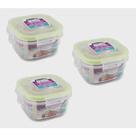 Jogo 3 Potes Herméticos Quadrado Plástico 330ml Lig Brin Jogo 3 Potes Herméticos Quadrado Plástico 330ml Lig Brin