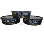 Jogo 3 potes para churrasco Farofa Vinagrete Sal Grosso