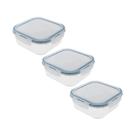 Jogo 3 Potes Vidro Marmita Quadrado Pequeno Resistente 550ml