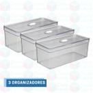 Jogo 3 Un Organizadores Porta Ovos Alto Retangular Com Tampa