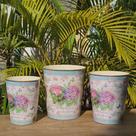 Jogo 3 Vasos Cachepot Poliresina Floreira 15x17