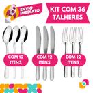 Jogo 36 Talheres Com 12 Garfos Mesa 12 Facas Mesa 12 Colheres Sopa Jantar Refeição Dia a Dia Bar