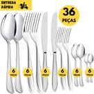 Jogo 36 Talheres Inox Colheres, Garfos e Facas, ideal p/ Cozinha, Restaurantes Almoço Buffet Self Se