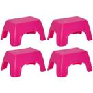 Jogo 4 Bancos Infantis Catty Tramontina em Plástico Decorado Banquinho Multiuso Atividades Rosa