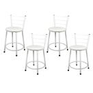 Jogo 4 Banqueta Baixa Para Cozinha Branca Assento Branco