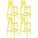 Jogo 4 Banquetas Altas Tramontina Sofia Amarelo 50x45x104cm Bares Pubs Bancada Área Gourmet