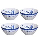 Jogo 4 Bowl para Sopa Tigela de Cerâmica Azul e Branco Demoiselle Scalla 650ml