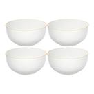Jogo 4 Bowl Tigela de Porcelana Branco com Borda Dourada Royal Premium 500ml Haüskraft