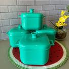Jogo 4 Caçarola Verde Para Microondas Freezer 1,5 Litros Com Saída De Vapor Ideal Plásticos