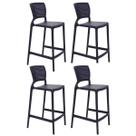 Jogo 4 Cadeiras Altas Tramontina Plástico Grafite Banquetas com Encosto Summa Safira Bancada Bar Jogo 4 Cadeiras Altas Tramontina Plástico Grafite Banquetas com Encosto Summa Safira Bancada Bar