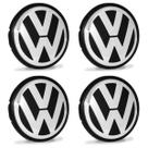 Jogo 4 Calota Calotinha Centro de Roda Vw Gol G4 G5 G6 Fox Polo Preta 56mm