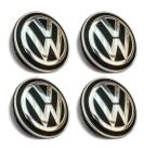 Jogo 4 Calota Calotinha Centro Roda Vw Gol G5 G6 Fox Polo Virtus Voyage Saveiro Preto Emblema VW