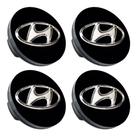 Jogo 4 Calota Calotinha Meio Centro Roda Hyundai HB20 Veloster 2012 a 2019 Preto 59mm