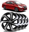 Jogo 4 Calota Spider Aro 14 Black Silver Nissan Versa March