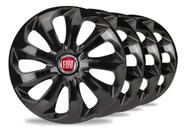Jogo 4 Calota Velox Aro 15 Preta Fiat Punto Strada Argo Idea Preto