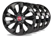 Jogo 4 Calota Velox Aro 15 Preta Fiat Punto Strada Argo Idea Preto