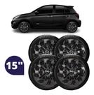 Jogo 4 Calota Velox Aro 15 Preta Nissan Sentra Tiida Versa