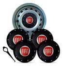 Jogo 4 Calotas Amarok Tampa Roda Ferro FIAT Fiorino Strada Uno Palio Siena Aro 13 14 15 - Preto 4 peças