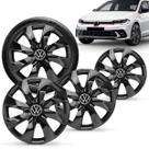 Jogo 4 Calotas Elitte 14" Prime Preto Polo Track 2023 a 2025 com Emblema Resinado