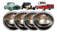 Jogo 4 Calotas Ford F1 F100 F1000 Hot Rod Aplic Aço Cromado