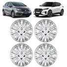 Jogo 4 Calotas Modelo Kicks City Fit New Fit Wrv Civic Aro 16 Cubo Padrão Prata