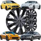 Jogo 4 Calotas Modelo Seven Esportiva Aro 15 Polegadas Universal Grafite/Preto Elitte