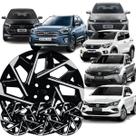 Jogo 4 Calotas Modelo Sport Creta 2025 Aro 14 Preto/Prata Cubo Baixo Parafuso Grid
