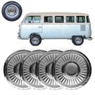 Jogo 4 Calotas Pastelzinho VW Kombi Cromado Roda 4 Furos