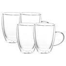 Jogo 4 Caneca 350ml Xícara Vidro Parede Dupla Café Capuccino