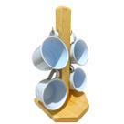 Jogo 4 Canecas De Café e Chá Com Suporte De Madeira 100ml Alumínio