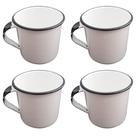 Jogo 4 Canecas Esmaltas Brancas 400ml Xicaras de Café Chá Caneca Agata Metallouça