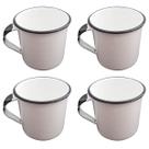 Jogo 4 Canecas Esmaltas Brancas 400ml Xicaras de Café Chá Caneca Agata Metallouça
