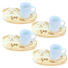 Jogo 4 canecas porcelana 120ml com pires pinus cachorro