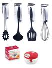 Jogo 4 Colheres De Cozinha Utensílios Silicone E Triturador