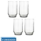 Jogo 4 Copos 300ml Vidro Lights Suco Agua Transparente Nadir
